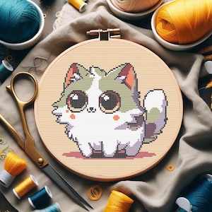 Pattern for cross-stitching "Little cute kitten" , Patterns for cross-stitching, Instant download, Pattern for cross-stitching in PDF format