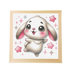 Heavenly Bunny Cross-Stitch Pattern - DIY Rabbit Embroidery Design,  Instant download, Pattern for cross-stitching in PDF format