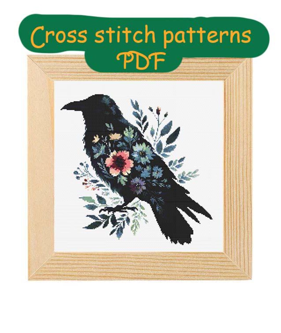 Gothic Raven Cross Stitch Patterns PDF - Counted Cross Stitch Designs ...