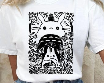 Camiseta vintage con dibujo de Mi Vecino Totoro, camiseta de anime de Studio Ghibli, camiseta de Totoro, camiseta de anime, camiseta de El Viaje de Chihiro, sudadera con capucha de anime, Totoro