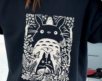 Camiseta vintage con dibujo de Mi Vecino Totoro, camiseta de anime de Studio Ghibli, camiseta de Totoro, camiseta de anime, camiseta de El Viaje de Chihiro, sudadera con capucha de anime, Totoro