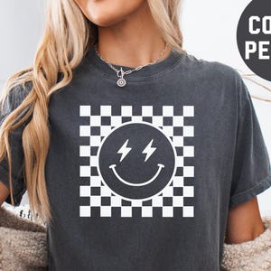 Comfort Colors Checkered Smile Face Shirt, Retro Smiley Face Shirt, Smile Face Shirt, Happy Face Shirt, Cute Smile Shirt, Smile Shirt