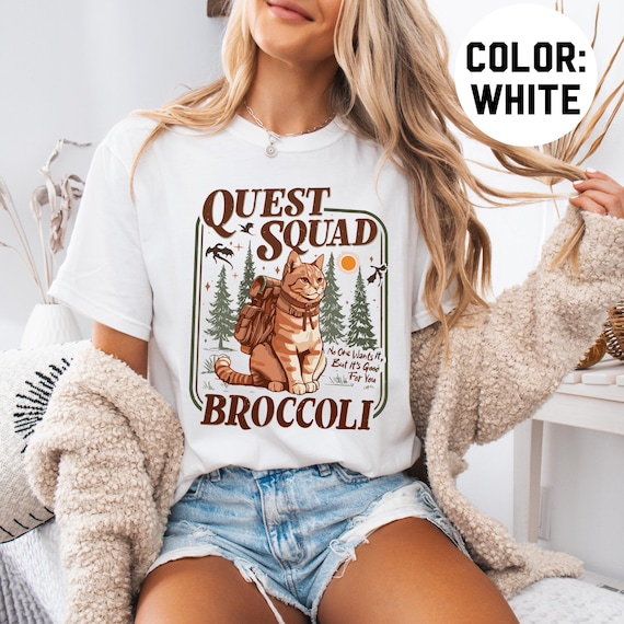 Comfort Colors® Onyx Storm Quest Squad Broccoli Shirt, Broccoli Cat Shirt, Ridoc Romantasy Fan Shirt, Dragon Rider Tee, Bookworm Gifts