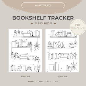Rastreador de libros imprimible, Registro de lectura de estantería, Diario de lectura, Plantilla de libros para leer, Libros que he leído, Descarga instantánea, Tamaño carta, A4