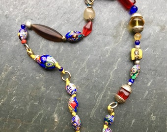 Vintage Murano Beads Tribal Chunky Necklace