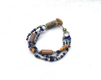 Antique Trade Bead Bracelet With Venetian Glass Beads and Ancient Blue Glass Beads