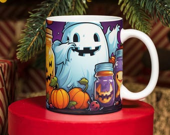 Halloween Ghost Mug Wrap Sublimation Design (Digital Download)