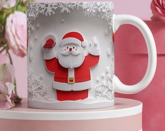 3D Santa Claus Mug Wrap: Christmas Mug Design (Digital Download)
