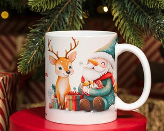 Santa & Deer Mug Wrap Designs: Holiday Art (Digital Download)