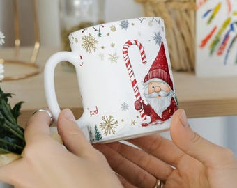 3D Christmas Mug Wrap: Puffy North Pole Design (PNG Download)