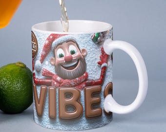 3D Puffy North Pole Christmas Mug Wrap Design (Digital Download)