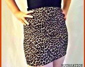 SKIRT vinyl and knit leopard very nice fabric  medium large