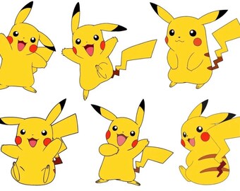 Pikachu Temporary Tattoos - 6 Tattoo Bundle, Character Tattoo