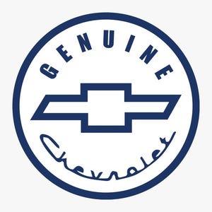 May include: A blue and white circle logo with the text "GENUINE Chevrolet" and a stylized Chevrolet bowtie.