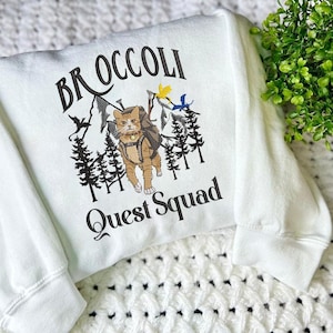 Quest Squad Broccoli  Embroidered Sweatshirt, Onyx Storm, Basgiath War College, Dragon Rider, Bookish Gift, Romantasy Fans ESH4121.DT-EBH026