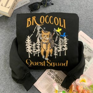 Quest Squad Broccoli  Embroidered Sweatshirt, Onyx Storm, Basgiath War College, Dragon Rider, Bookish Gift, Romantasy Fans ESH4146-EBH027