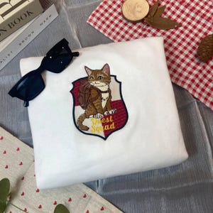 Quest Squad Broccoli Cat Embroidered Sweatshirt, Onyx Storm, Basgiath War College, Dragon Rider,Bookish Gift, Fourth Wing ESH4151-EBH038