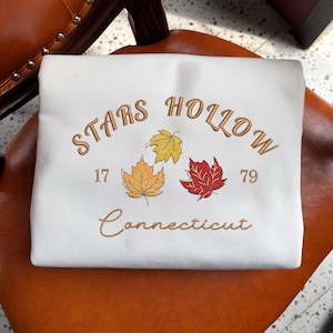 Stars Hallow Connecticut Embroidered Sweatshirt, Gilmore Girl Hoodie, Bookish Shirt, Fall Embroidered Sweatshirt, Halloween Shirt EH160