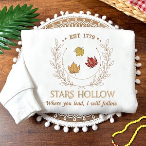 Stars Hallow Connecticut Embroidered Sweatshirt, Gilmore Girl Hoodie, Bookish Shirt, Fall Embroidered Sweatshirt, Halloween Shirt EH400