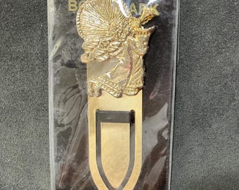 Vintage Angel Bookmark • Gold Tone Metal Page Clip • 1980s Made in Taiwan • Trumpet Angel Gift • Christian Book Lover Gift • NOS