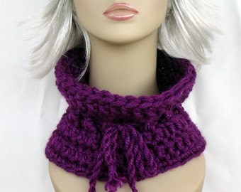 Hand Crochet Cowl Scarf in Purple