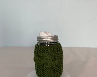 Medium Thyme Hand Knit Mason or Ball Jar Cozy Coaster Birthday Christmas Mother Teacher