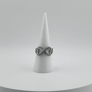 Infinity Symbol Ring with Clear Rhinestones – Silver Plated over Coper Promise Ring Jewelry