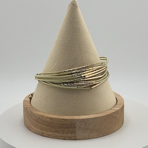 Leatherette and Gold Wrap Bracelet – Layered Multi-Strand Bangle, Modern Minimalist Jewelry Gift