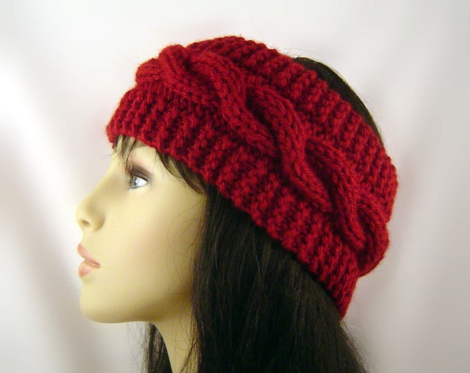 Headband Ear Warmer Wool Knitted in Mulberry Etsy