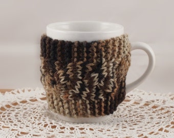 Limited Edition Color Hand Knit Coffee Mug Cozy Cable