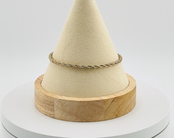 Vintage Gold Tone Rope Chain Bracelet – Classic Twisted Link Jewelry