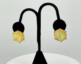 Vintage Iridescent Glass Stud Earrings: Retro Costume Jewelry