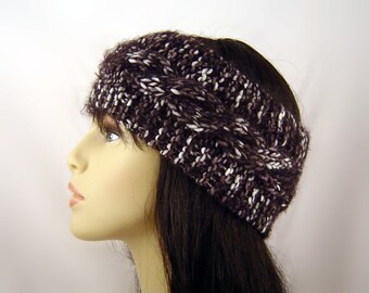 Hand Knit Ear Warmer Headband  Wool in Cable Stitch