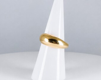 Gold Tone Bubble Band Ring Size 7 | Minimalist Slip-On Dome Ring | Chunky Stackable Everyday Jewelry | Y2K Style