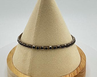 Black Rhinestone Tennis Bracelet: Vintage Sparkle Line Bracelet