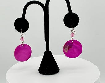 Pink Shell Dangle Earrings: Boho Beach Jewelry