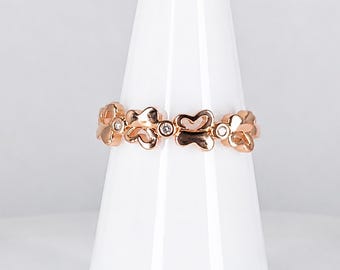 Butterfly CZ Ring Size 5.5 | 18k Gold Plated Butterfly Band | Dainty Cubic Zirconia Stack Ring | Pre-Owned Jewelry