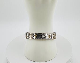Vintage Silver-Tone Faith Stretch Bracelet: Cross & Anchor Religious Jewelry