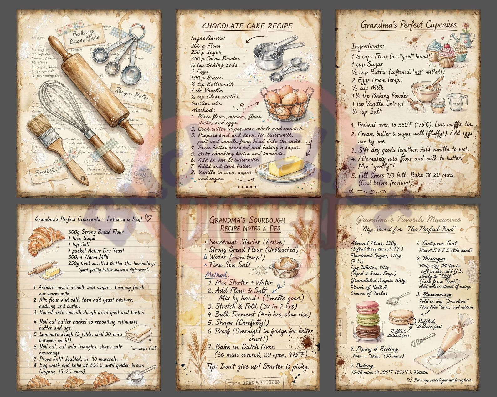 Baking Journal.pdf Grandma's Baking Cookbook Junk Journal Pages, Cooking Recipe Journal ...