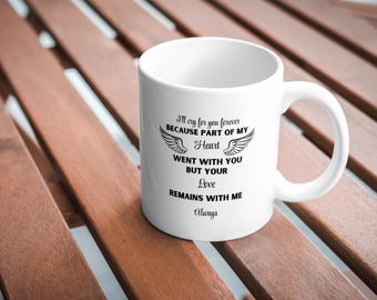 Memorial Angel Wings Ceramic Mug: Loss Remembrance Gift