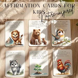 Bevestigingskaart Nature Inspired voor kinderen moedig positief denken aan afdrukbare Montessori-bron mindfulness voor kinderen Cadeau voor kinderen