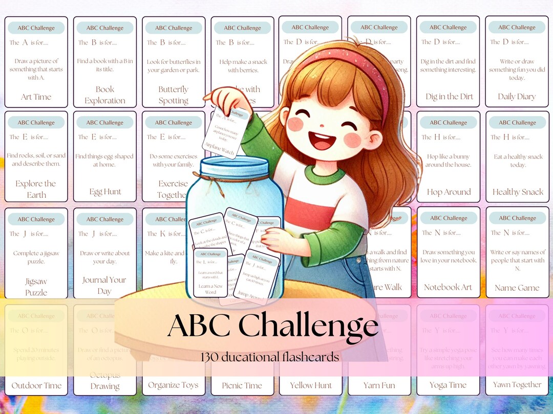 Alphabet Challenge Flashcards for Kids Interactive ABC Visual Learning ...