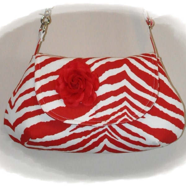 TOOTLES Jezebel - Lipstick Red ZEBRA Designer Fabric Boutique Bag Handbag Purse - - - (Ready to Ship)