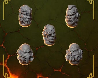 Anvil Wardens Heads x10 Fire Lizards  SciFi Wargame 3D Print Greytide Studio