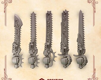 Zestaw mieczy łańcuchowych Crimson Lords x10 SciFi Space Warriors Wargame SM Scaled Heroic 32 mm Greytide Studio