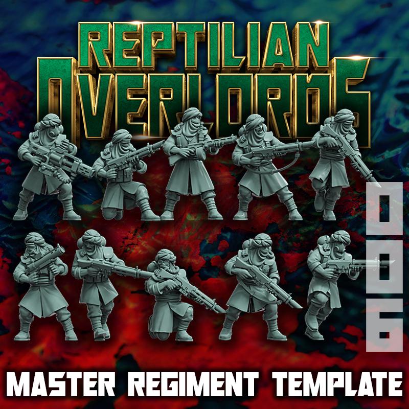 Master Regiment Template Desert Reavers x10 SciFi Wargame Roleplay 32mm 3D Reptilian Overlords BASES NOT INCLUDED