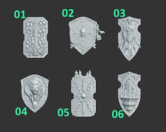 Escudos Set x12 Guerreros Espaciales de Ciencia Ficción Juego de Guerra SM Escala Heroica 32 mm Greytide Studio