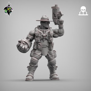 3D Printed Miniature Sergeant Major Meatgrinder Jungle Fighters SciFi Wargame Roleplay 32mm 3D Reptilian Overlords BASES NOT INCLUDED