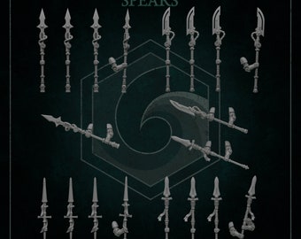 Spears x19 SciFi Space Warriors Wargame SM Scaled Heroic 32mm Greytide Studio