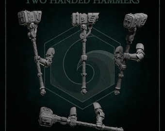 Martillos de dos manos x8 SciFi Space Warriors Wargame SM Escala heroica 32 mm Greytide Studio